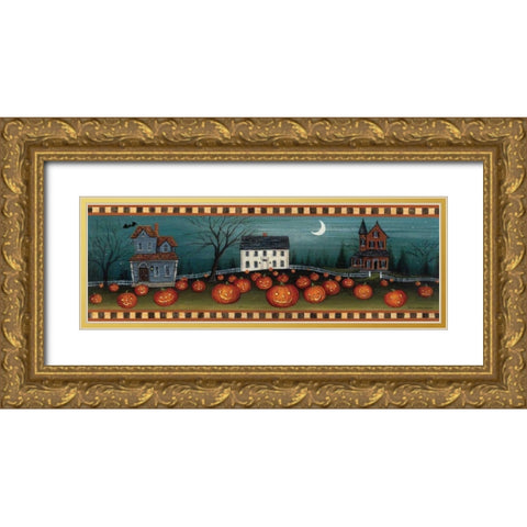 Halloween Eve Crescent Moon Gold Ornate Wood Framed Art Print with Double Matting by Brown, David Carter