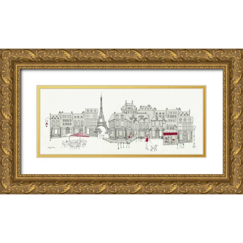 World Cafe Panel II - Paris Red Gold Ornate Wood Framed Art Print with Double Matting by Tillmon, Avery