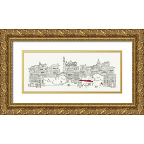 World Cafe Panel IV - Venice Red Gold Ornate Wood Framed Art Print with Double Matting by Tillmon, Avery