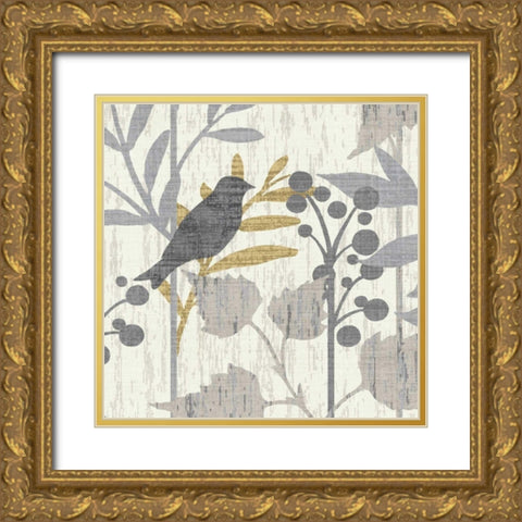 Garden Leaves Square III Gold Ornate Wood Framed Art Print with Double Matting by Wild Apple Portfolio