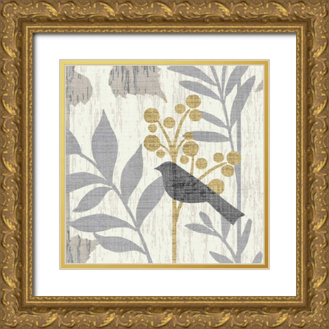 Garden Leaves Square IV Gold Ornate Wood Framed Art Print with Double Matting by Wild Apple Portfolio