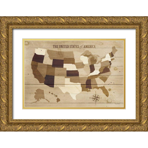 USA Modern Vintage Wood Gold Ornate Wood Framed Art Print with Double Matting by Mullan, Michael