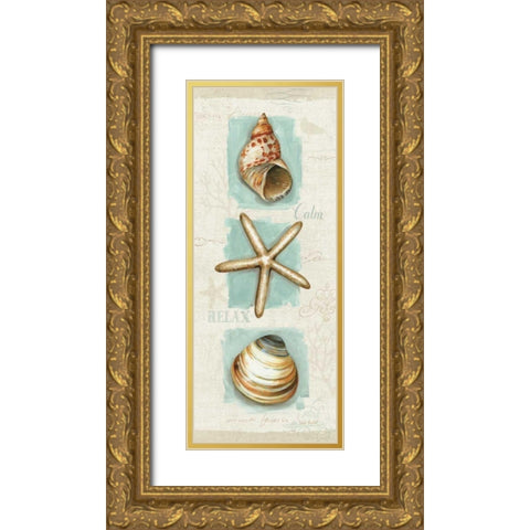Coastal Jewels Panel I Gold Ornate Wood Framed Art Print with Double Matting by Audit, Lisa