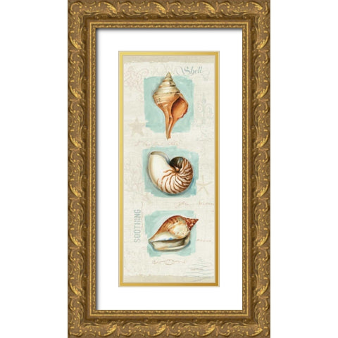 Coastal Jewels Panel II Gold Ornate Wood Framed Art Print with Double Matting by Audit, Lisa