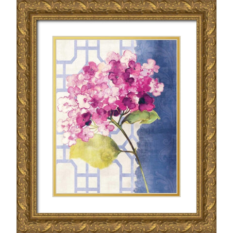 Antique Floral on White I Gold Ornate Wood Framed Art Print with Double Matting by Wild Apple Portfolio