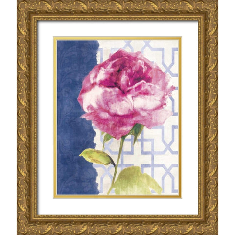 Antique Floral on White II Gold Ornate Wood Framed Art Print with Double Matting by Wild Apple Portfolio