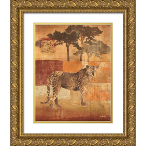 Animals on Safari III Gold Ornate Wood Framed Art Print with Double Matting by Hristova, Albena
