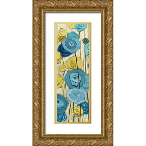 Lemongrass in Blue Panel II Gold Ornate Wood Framed Art Print with Double Matting by Novak, Shirley