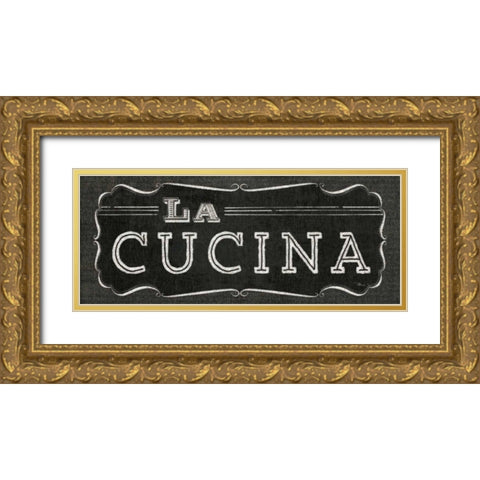 La Cuisine Chalk III Gold Ornate Wood Framed Art Print with Double Matting by Pela Studio