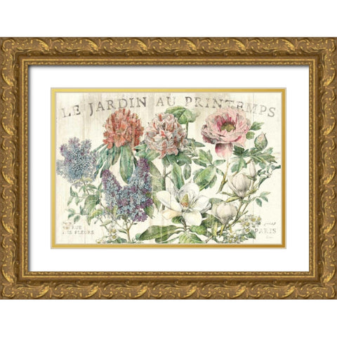 Le Jardin Printemps Gold Ornate Wood Framed Art Print with Double Matting by Schlabach, Sue