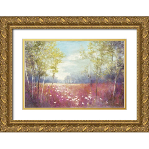 Purple Field Crop Gold Ornate Wood Framed Art Print with Double Matting by Purinton, Julia