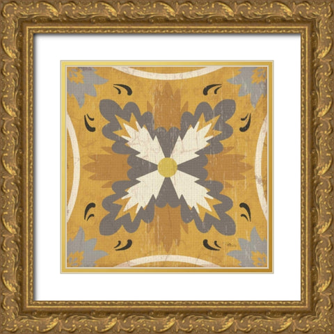 Gray Glow Square XVIII Gold Ornate Wood Framed Art Print with Double Matting by Pela Studio