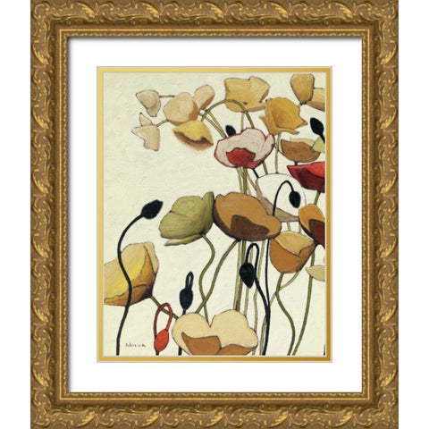 Pavots Ondule I Gold Ornate Wood Framed Art Print with Double Matting by Novak, Shirley