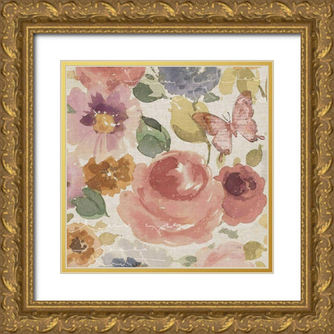 Romantic Poem III Gold Ornate Wood Framed Art Print with Double Matting by Pela