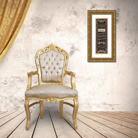 Parisian Signs Panel - I Gold Ornate Wood Framed Art Print with Double Matting by Pela Studio