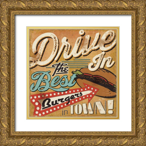 Diners and Drive Ins I Gold Ornate Wood Framed Art Print with Double Matting by Pela Studio