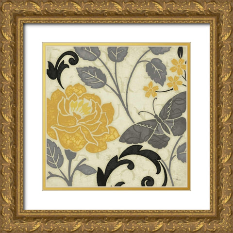 Perfect Petals I Yellow Gold Ornate Wood Framed Art Print with Double Matting by Pela Studio