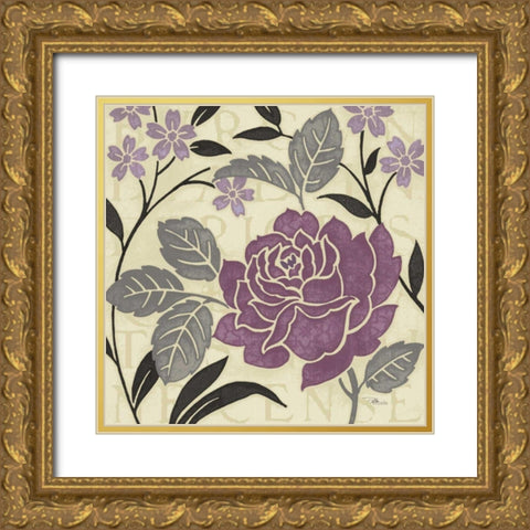 Perfect Petals II Lavender Gold Ornate Wood Framed Art Print with Double Matting by Pela Studio