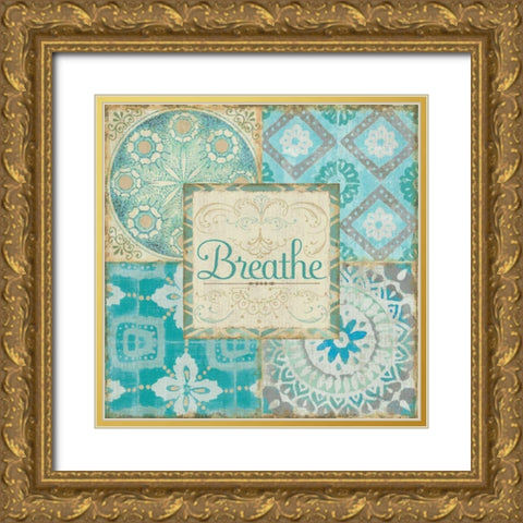 Ocean Tales Tile V Gold Ornate Wood Framed Art Print with Double Matting by Pela Studio