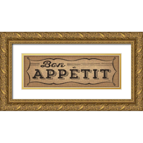 La Cuisine Burlap I Gold Ornate Wood Framed Art Print with Double Matting by Pela Studio