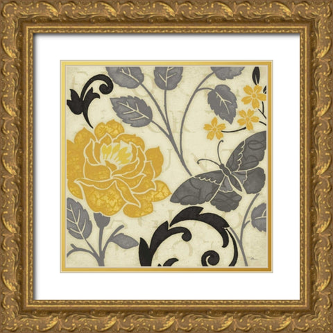 Perfect Petals I Yellow Gold Ornate Wood Framed Art Print with Double Matting by Pela Studio