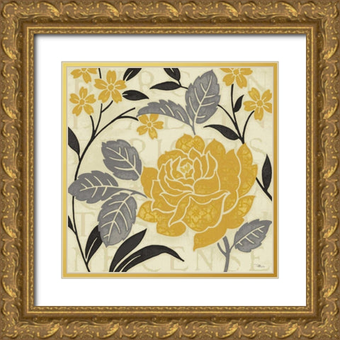 Perfect Petals II Yellow Gold Ornate Wood Framed Art Print with Double Matting by Pela Studio
