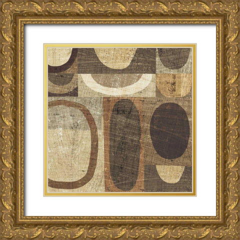 Modern Geometric Neutral I Gold Ornate Wood Framed Art Print with Double Matting by Mullan, Michael