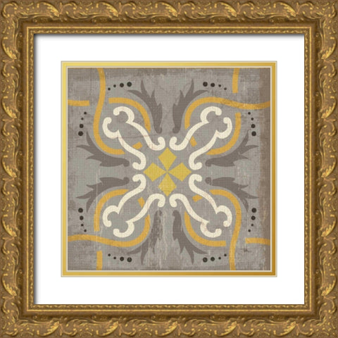 Golden Glow Square XV Gold Ornate Wood Framed Art Print with Double Matting by Pela Studio