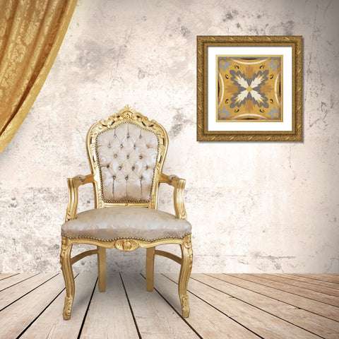 Golden Glow Square XVIII Gold Ornate Wood Framed Art Print with Double Matting by Pela Studio