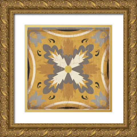 Golden Glow Square XVIII Gold Ornate Wood Framed Art Print with Double Matting by Pela Studio