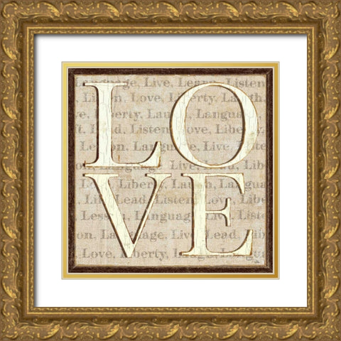 L is for Love Gold Ornate Wood Framed Art Print with Double Matting by Pela