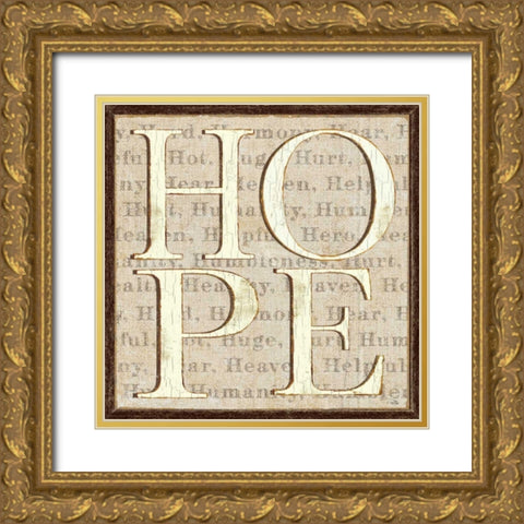 H is for Hope Gold Ornate Wood Framed Art Print with Double Matting by Pela