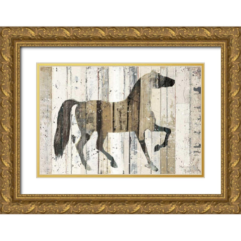 Dark Horse Gold Ornate Wood Framed Art Print with Double Matting by Mullan, Michael