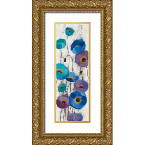 Bold Anemones Panel III Gold Ornate Wood Framed Art Print with Double Matting by Vassileva, Silvia