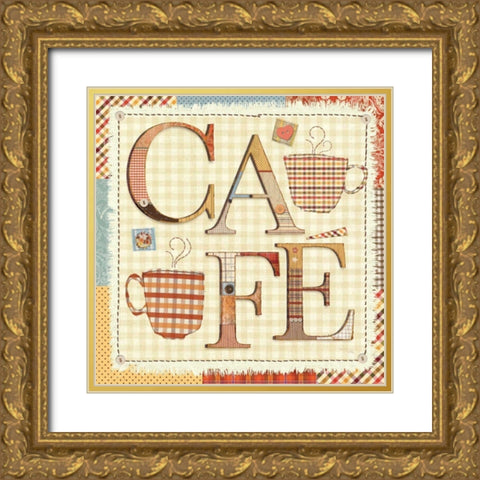 Patchwork Cafe I Gold Ornate Wood Framed Art Print with Double Matting by Pela Studio