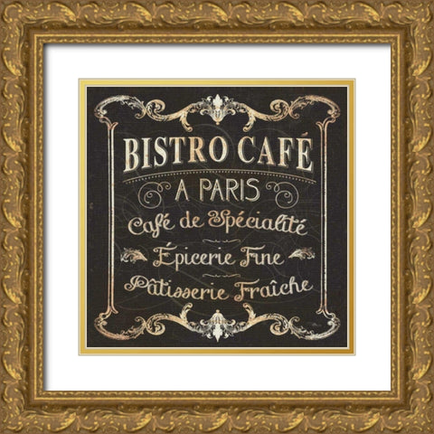 Parisian Signs Square II Gold Ornate Wood Framed Art Print with Double Matting by Pela Studio