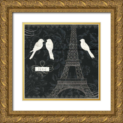 Love Paris I Gold Ornate Wood Framed Art Print with Double Matting by Adams, Emily