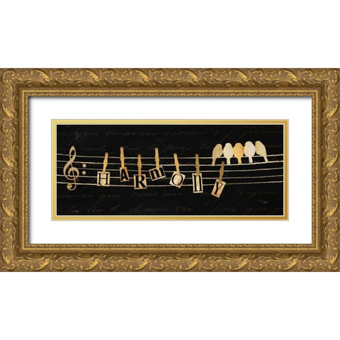 Birds Harmony I Gold Ornate Wood Framed Art Print with Double Matting by Pela