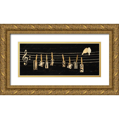 Birds Harmony II Gold Ornate Wood Framed Art Print with Double Matting by Pela