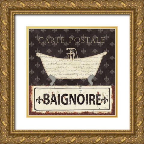 Vintage Bath V Gold Ornate Wood Framed Art Print with Double Matting by Pela Studio