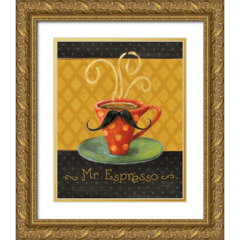 Cafe Moustache III Gold Ornate Wood Framed Art Print with Double Matting by Audit, Lisa