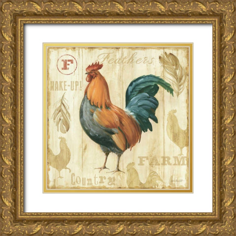Joli Rooster IIC Gold Ornate Wood Framed Art Print with Double Matting by Audit, Lisa