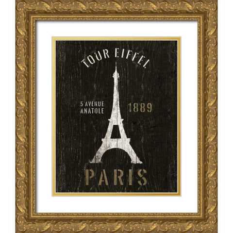 Refurbished Eiffel Tower Gold Ornate Wood Framed Art Print with Double Matting by Wild Apple Portfolio