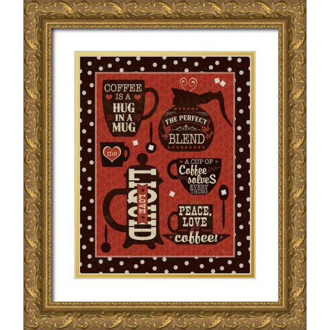 Coffee Talk II  Gold Ornate Wood Framed Art Print with Double Matting by Pela Studio