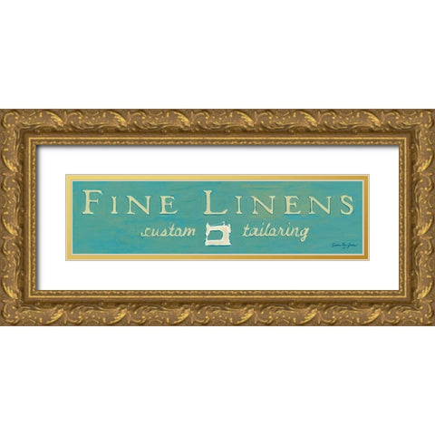 Fine Linens Turquoise Gold Ornate Wood Framed Art Print with Double Matting by Glass, Susan Eby