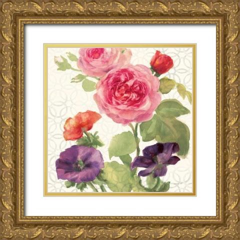 Watercolor Floral III Gold Ornate Wood Framed Art Print with Double Matting by Nai, Danhui