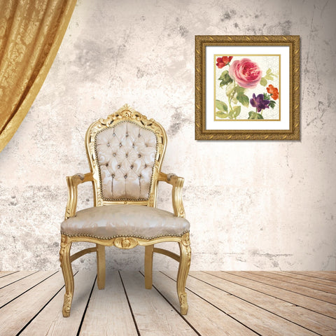 Watercolor Floral IV Gold Ornate Wood Framed Art Print with Double Matting by Nai, Danhui