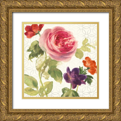 Watercolor Floral IV Gold Ornate Wood Framed Art Print with Double Matting by Nai, Danhui