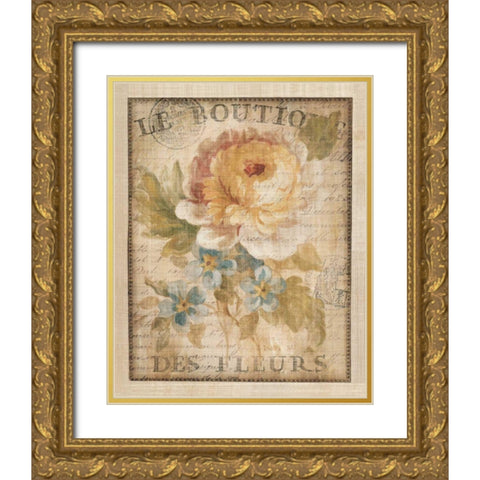 Parisian Flowers I Gold Ornate Wood Framed Art Print with Double Matting by Nai, Danhui