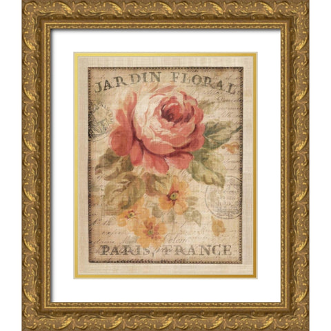 Parisian Flowers II Gold Ornate Wood Framed Art Print with Double Matting by Nai, Danhui